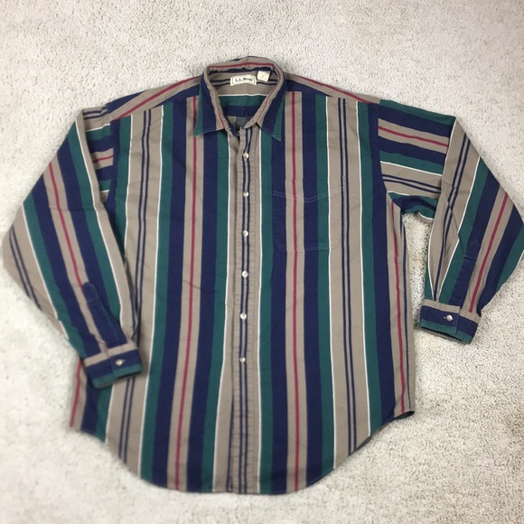 L.L. Bean Other - Vintage 90s L.L Bean Striped Button Up Polo Shirt